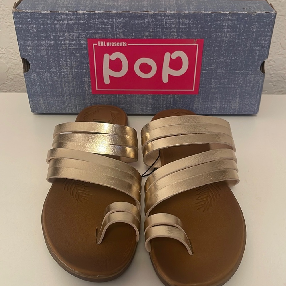 POP Currency Gold Strappy Slide Sandals